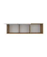 Somerset Wall Cabinet, 1 Door, 3 Shelves, Natural Oak / White