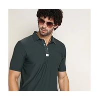 Campus Sutra Men's Sacramento Green Seamless Solid Polo T-Shirt