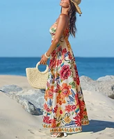 Cupshe Women's Vibrant Oasis Tropical Maxi Beach Dress