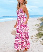 Cupshe Women's Rosewater Bloom Floral Maxi Beach Dress