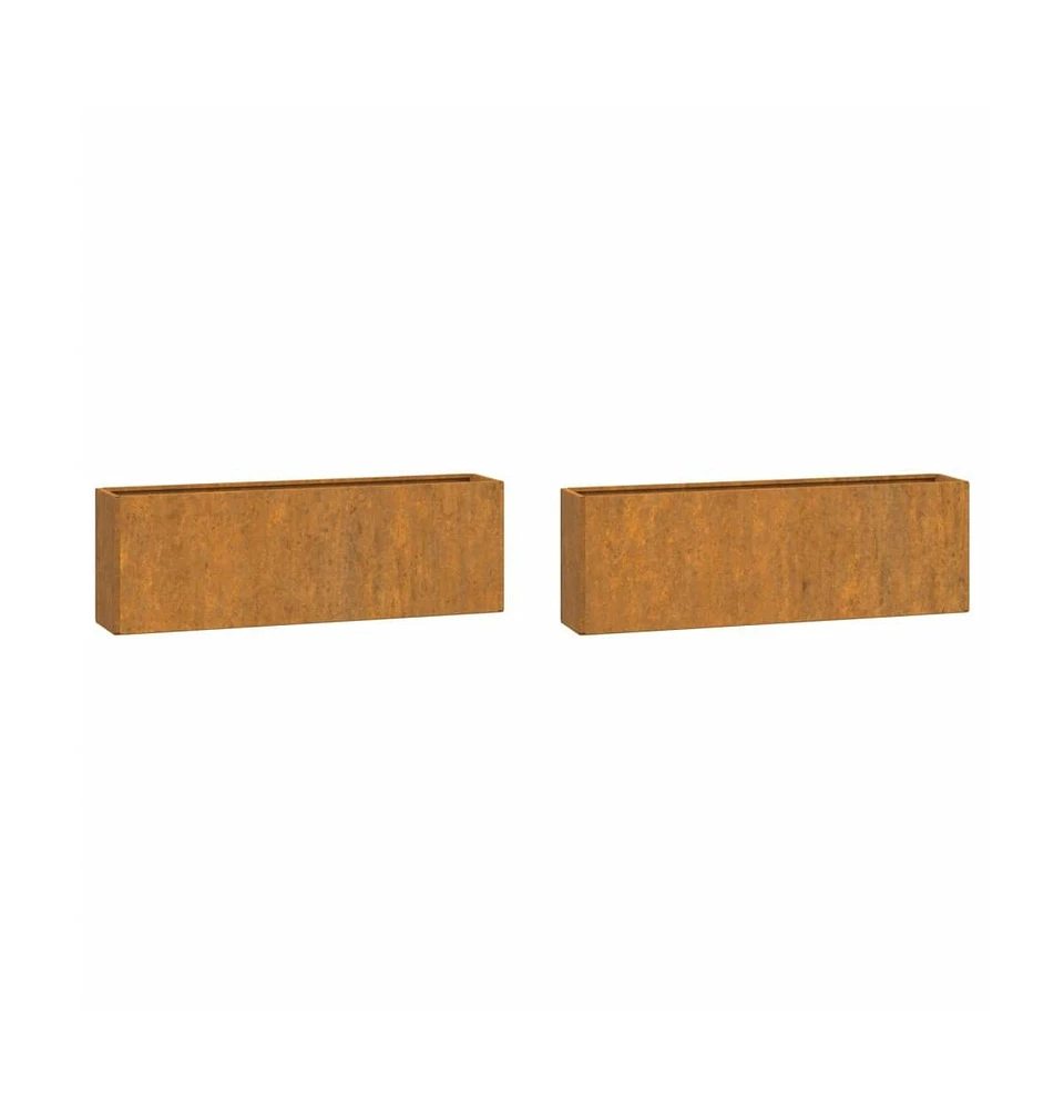 Wall Planters 2 pcs Rusty Corten Steel 20.9"x3.9"x6.7"