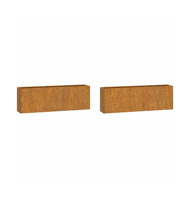 Wall Planters 2 pcs Rusty Corten Steel 20.9"x3.9"x6.7"