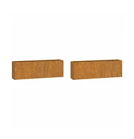Wall Planters 2 pcs Rusty Corten Steel 20.9"x3.9"x6.7"