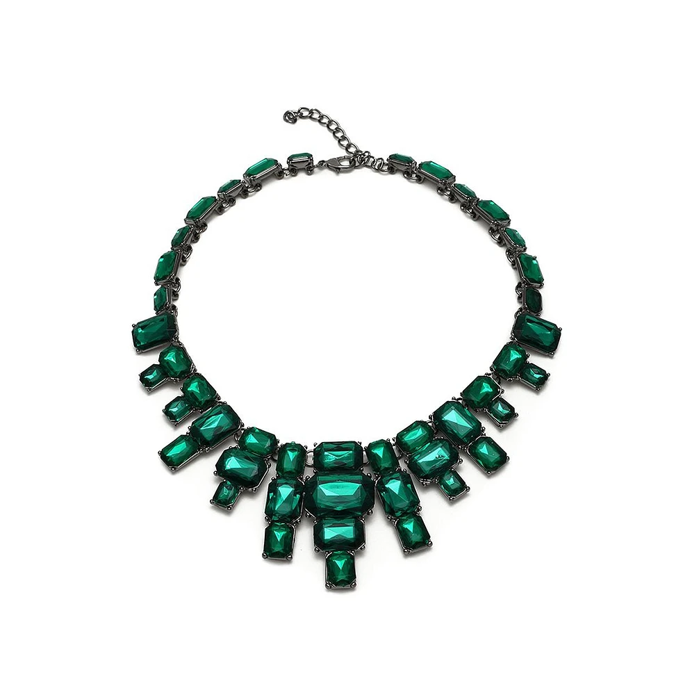 Sohi Women's Green Maxi Stone Statement Necklace