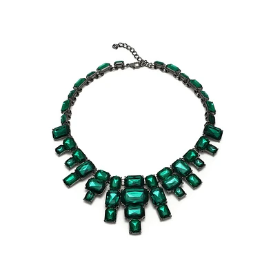 Sohi Women's Green Maxi Stone Statement Necklace