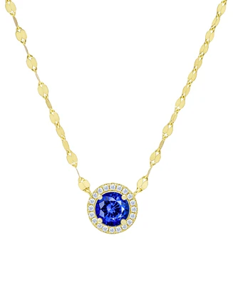 Blue Spinel (1/3 ct. t.w.) & Lab Grown White Sapphire (1/10 ct. t.w.) Halo 18" Pendant Necklace in 14k Gold over Sterling Silver