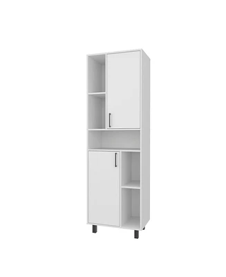 Buckshot Kitchen Pantry with Open Storage and 2 Doors, White
