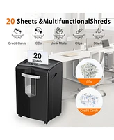 Bonsaii Heavy Duty Paper Shredder, 20 Sheet 40 Mins Large Office Crosscut Shredder for Commercial Use, Anti-Jam System & P-4 High Security Supports Cd