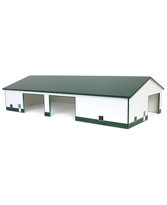 1/64 White & Green 60ft x 120ft Wooden Implement Shed w/ Side Doors Sta-219
