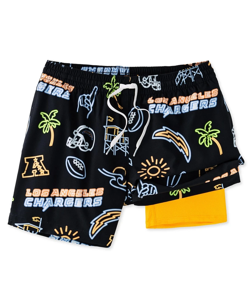 Chubbies Men's 5.5" Black Los Angeles Chargers The Neon Lined Classic Swim Trunks