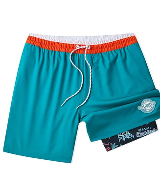 Chubbies Men's 5.5" Aqua Miami Dolphins Lined Classic Swim Trunks