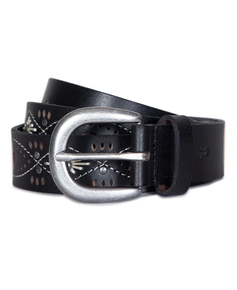 Frye Women's Embroidery Perf Rivets Belt
