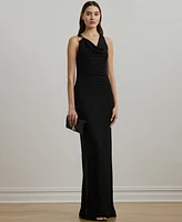 Lauren Ralph Women's Ring-Trim Jersey Cowlneck Gown