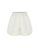 Labeca London Us Women's Capri Ecru Linen Shorts - s / ecru