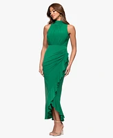 Xscape Women's High-Neck Ruffled-Front Sheath Dress