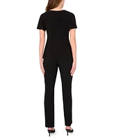 Msk Women's V-Neck Short-Sleeve Top