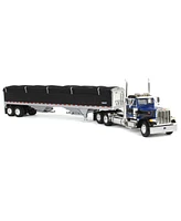 1/64 Blue Black Peterbilt 379 Day Cab w/ Black Wilson Gain Trailer