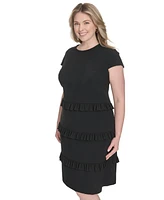 Eliza J Plus Stretch Crepe A-Line Dress