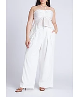 Eloquii Plus Shirred Halter Peplum Top