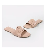 Topaz Patent Woven Slides