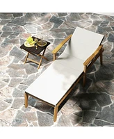 Gymax Outdoor Chaise Lounge Chair w/ Armrests & 4-Level Backrest Adjustment