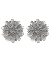 Laundry by Shelli Segal Silver Tone Flower Button Earrings