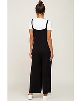 Pinkblush Maternity Black Sleeveless Pocketed Wide Leg Jumpsuit
