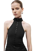 Nocturne Women's Halter Neck Maxi Dress with Drape Details