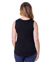 24seven Comfort Apparel Petite V-Neck Tunic Tank Top with Round Hemline