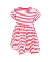 Hudson Baby Girls Cotton Dresses, Bright Pink Flower Field