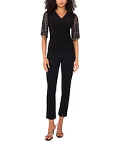 Msk Petite Short-Sleeve V-Neck Top