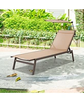 Gymax 6-Position Recliner Lounge Outdoor Adjustable Reclining Chair Poolside