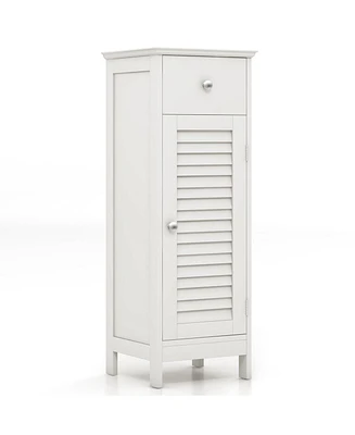 Woodern Bathroom Floor Storage Cabinet with Drawer and Shutter Door