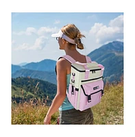ChillBelle Backpack Cooler for Women – Lightweight Insulated Tote with Dual Straps, Waterproof Liner, Wine Bottle Pockets, Leak-Resistant Zippe