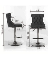 Modern Blue Velvet Bar Stools, Set of 2