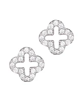 Adornia Fine .925 Sterling Silver Mini Clover Cz Outline Studs