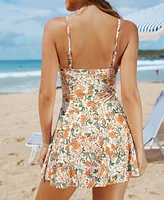 Cupshe Women's Square Neck Ruched Swim Dress