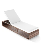 7-Position Adjustable Pe Rattan Outdoor Chaise Lounge Chair