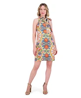 Vince Camuto Women's Floral-Print Tie-Neck Dress