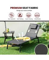 Gymax Patio Sunbathing Lounge Chair w/ Face Hole & Detachable Head Pillows Poolside