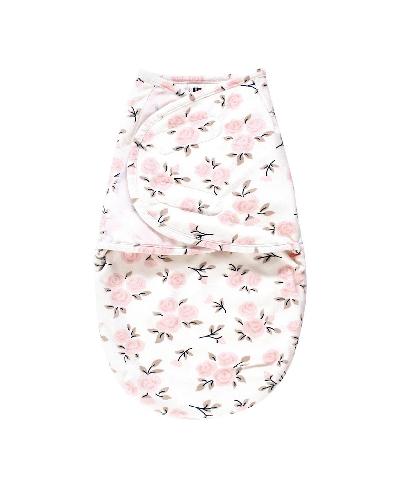 Hudson Baby Baby Girls Hudson Plush Faux Fur Swaddle Wrap, Neutral Pink Floral, 0-3 Months