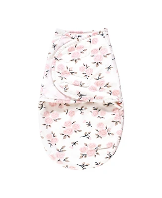 Hudson Baby Baby Girls Hudson Plush Faux Fur Swaddle Wrap, Neutral Pink Floral, 0-3 Months