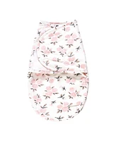 Hudson Baby Baby Girls Hudson Plush Faux Fur Swaddle Wrap, Neutral Pink Floral, 0-3 Months