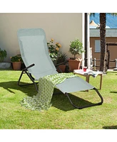 Gymax 2 Pcs Outdoor Chaise Lounge Folding Stacking Reclining Chairs
