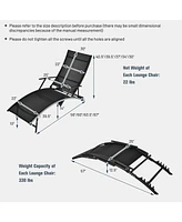 Gymax Set of 2 Foldable Patio Chaise Lounge w/ 5-level Backrest Outdoor Recliner Chair