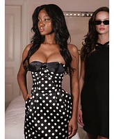 Miss Circle Women's Tahira Black Polka Strapless Mini Dress with Bow