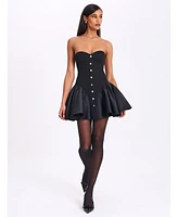 Miss Circle Women's Kaden Black Drop Waist Mini Puffy Dress