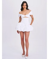 Miss Circle Women's Umika White Bubble Hem Mini Dress
