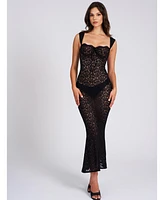Miss Circle Women's Veronica Black Lace Maxi Dress