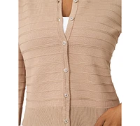 Melissa Paige Petite Textured-Stripe Cardigan Sweater
